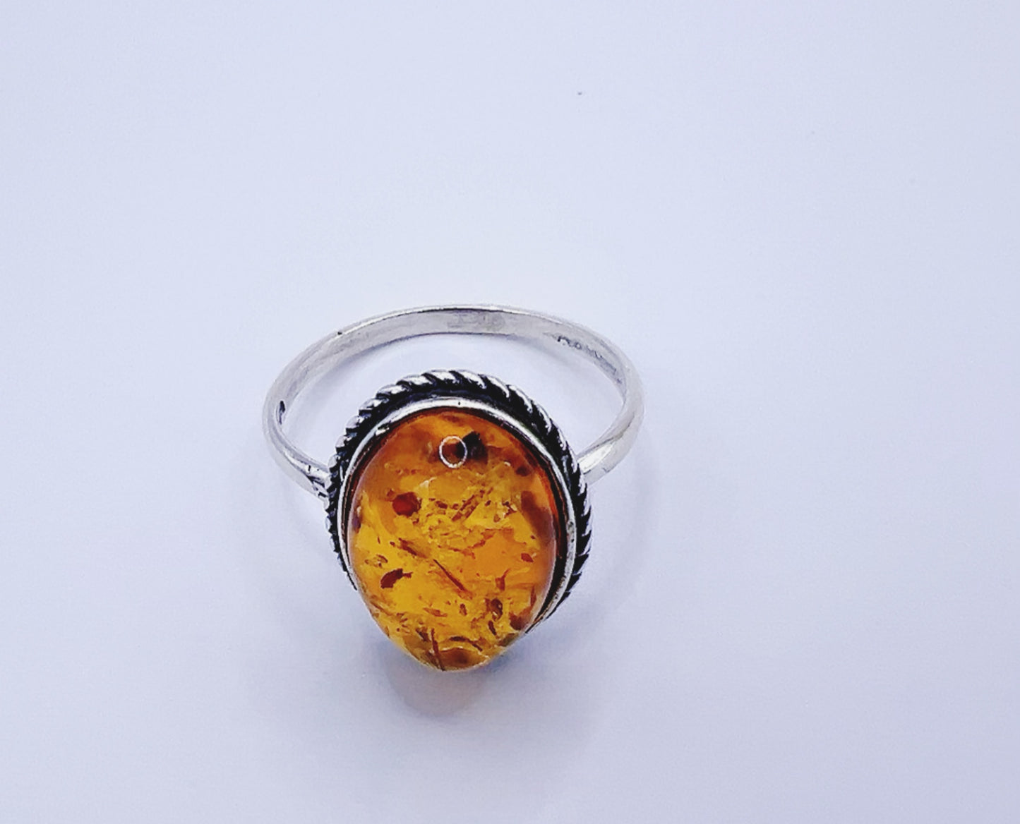 Baltic Amber Adjustable Ring – 925 Sterling Silver