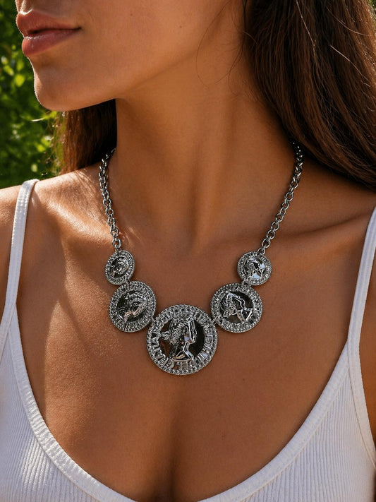 Collana Pendente a Moneta Antica Vintage per Abbinamenti Eleganti e Look Sofisticati Accessorio Unico e Originale
