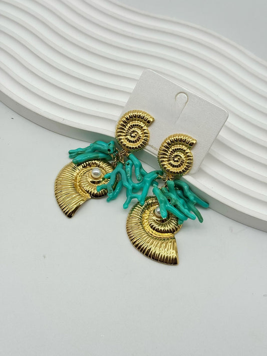 Amalfi Shell Statement Earrings - Stainless Steel