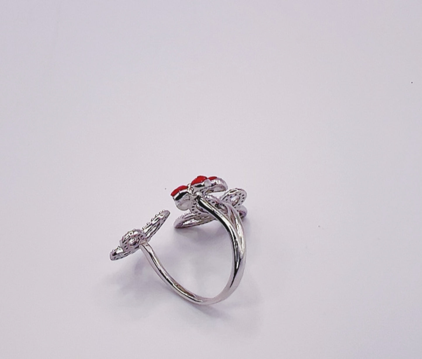 Dual Bloom Adjustable Ring – 925 Sterling Silver