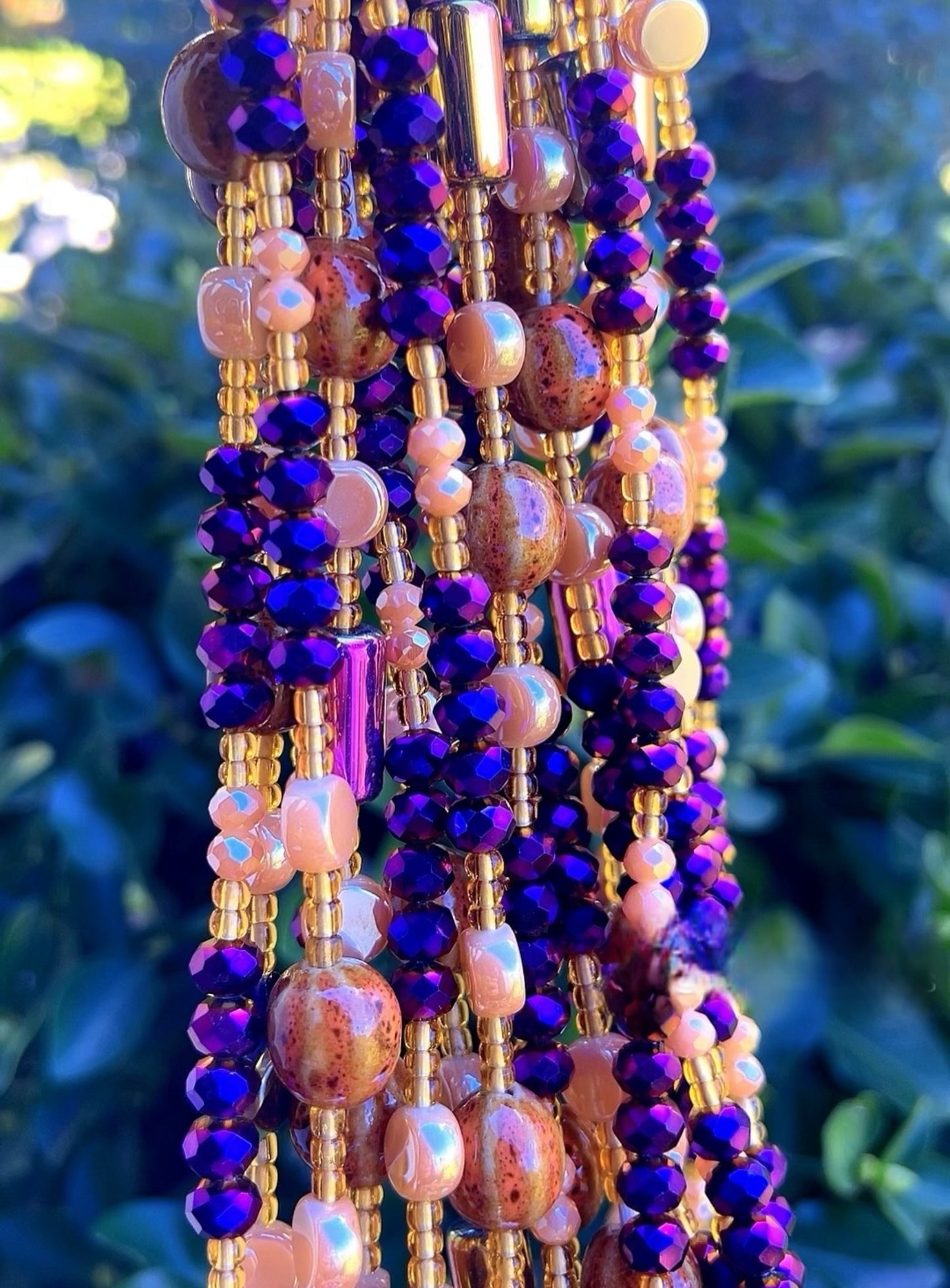 Midnight Amethyst Waist Beads – Handmade in Ghana ( €12 per strand)