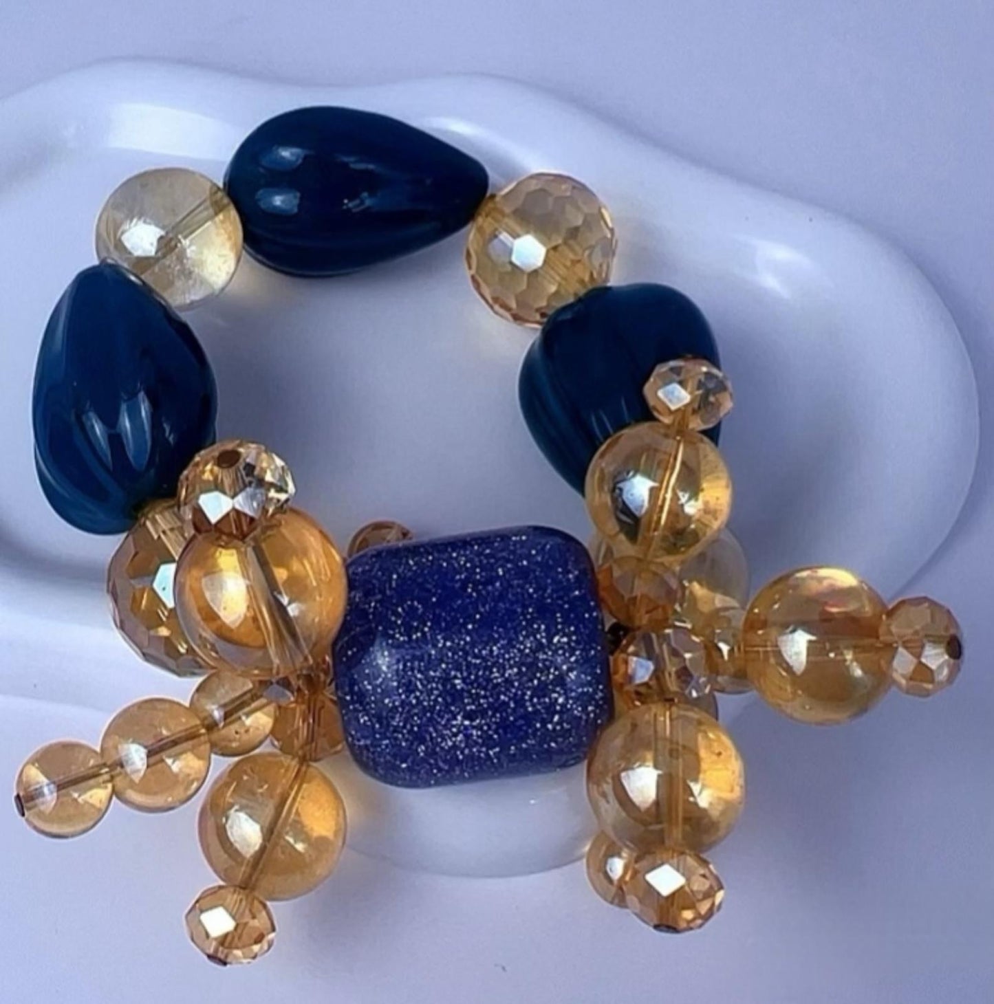 Midnight Gold Ghana Beads Bracelet - tarnish resistant