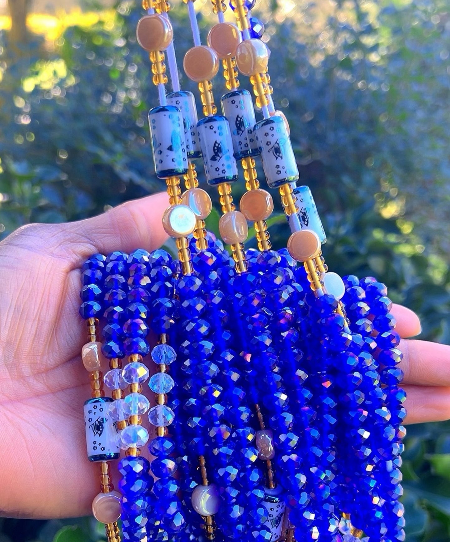 Royal Sapphire Waist Beads – Handmade in Ghana (€12 per strand)