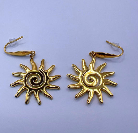 Spiral Sun Earrings - waterproof