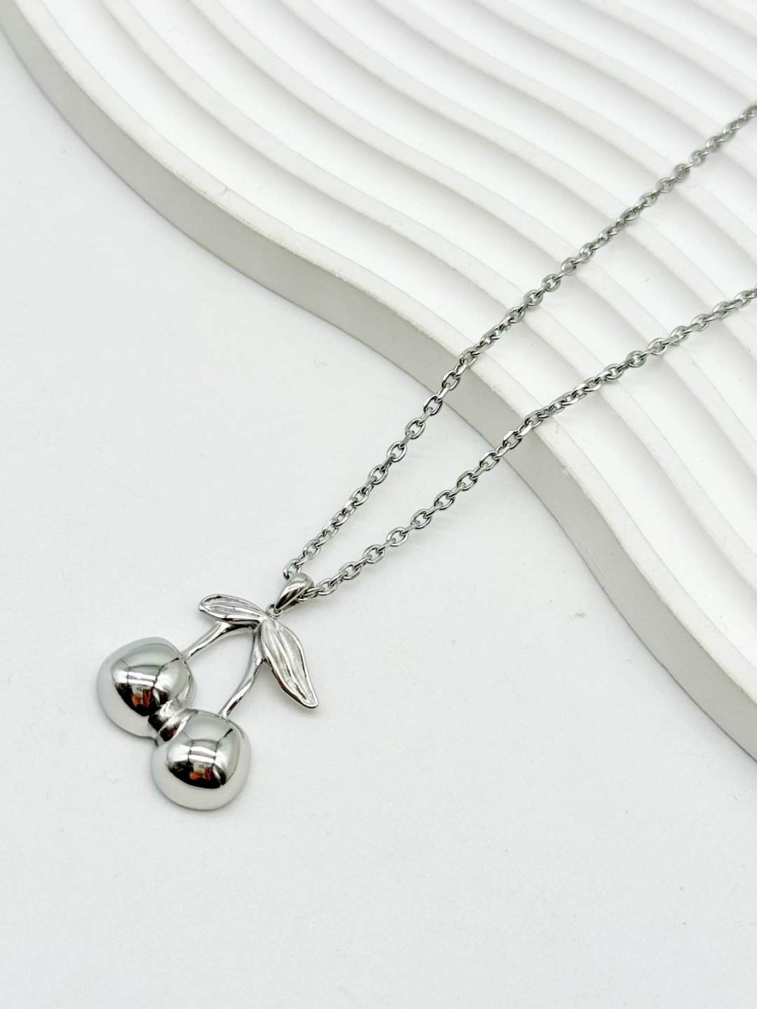 Cherry Necklace for Women – Gold & Silver Stainless Steel Cute Pendant Jewelry