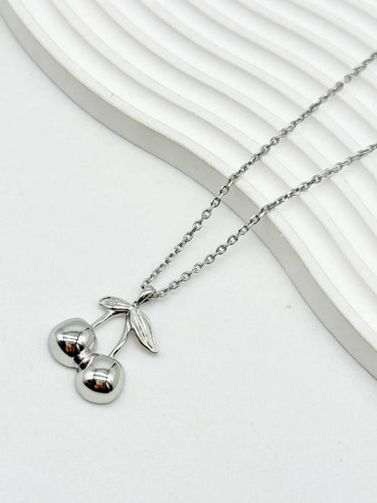 Cherry Necklace for Women – Gold & Silver Stainless Steel Cute Pendant Jewelry