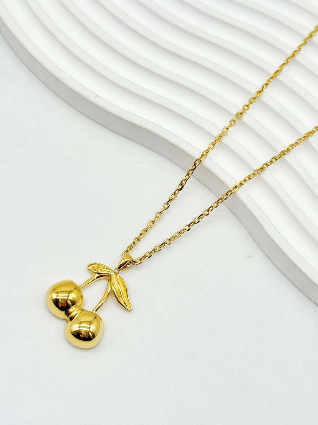 Cherry Necklace for Women – Gold & Silver Stainless Steel Cute Pendant Jewelry