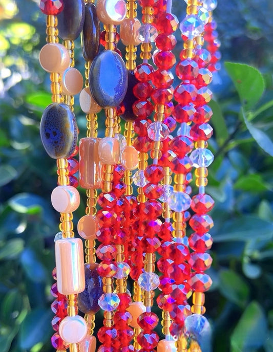 Crimson Flame Waist Beads – Handmade in Ghana (€12 per strand)