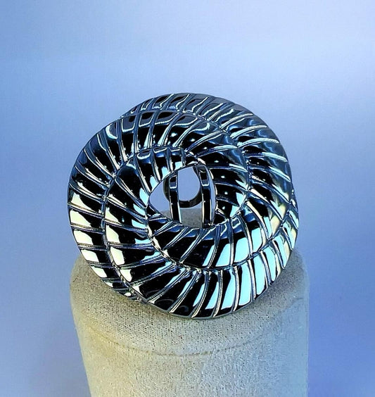 Aurora Spiral Statement Ring – Silver Finish