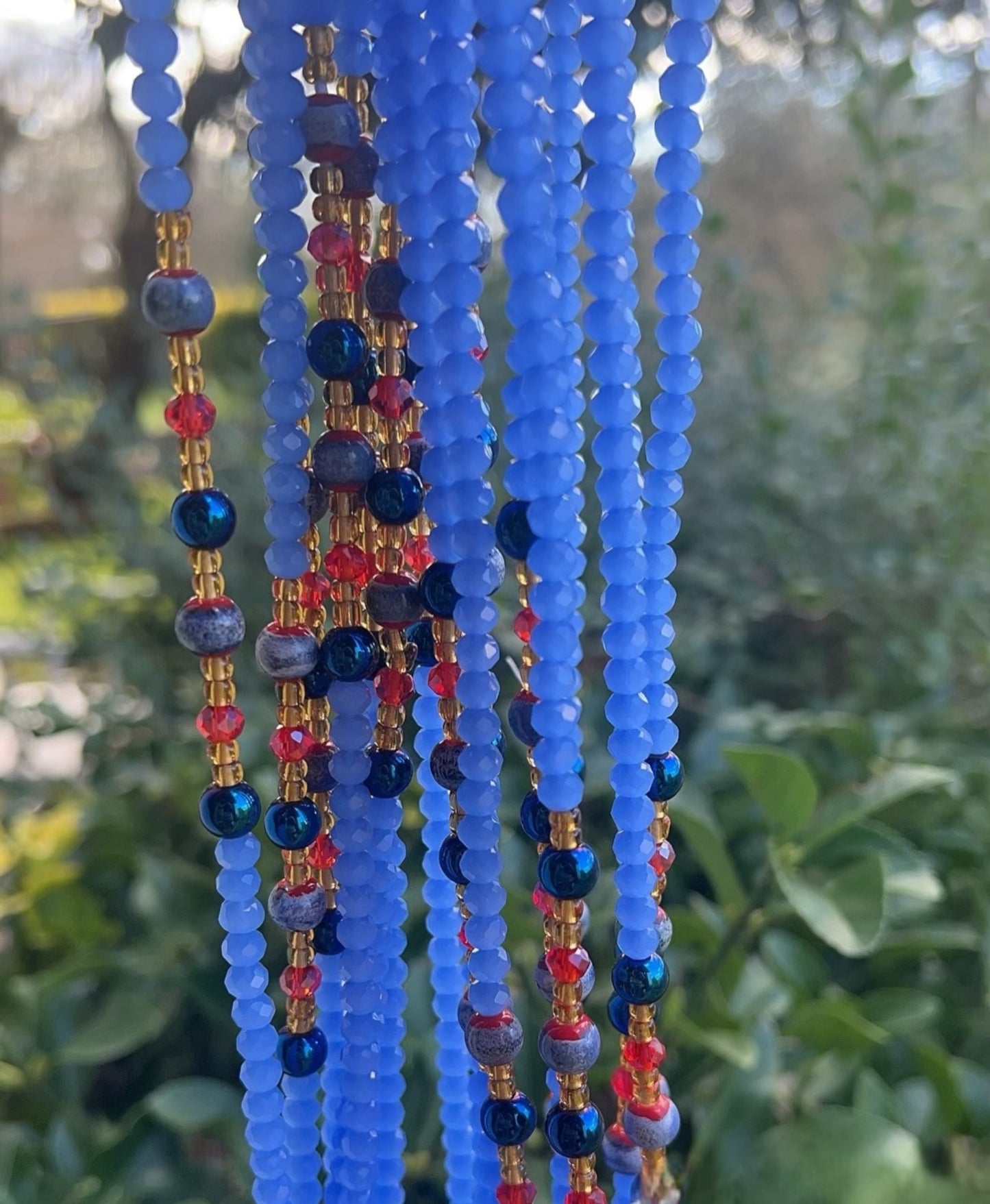 Blue Serenity Waist Beads – Handmade in Ghana( €12 per strand)