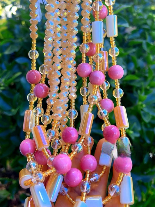 Blush Glow Waist Beads – Handmade in Ghana(€19 per strand)