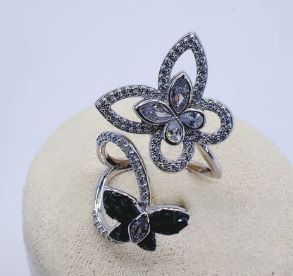 Butterfly Bloom Adjustable Ring – 925 Sterling Silver