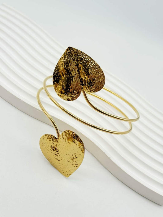 Gold Leaf Upper Arm Cuff Bracelet - Stainless Steel