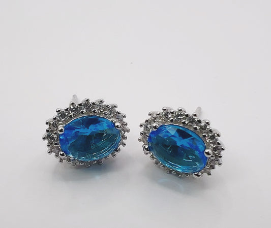 Halo 925 Sterling Silver Stud Earrings