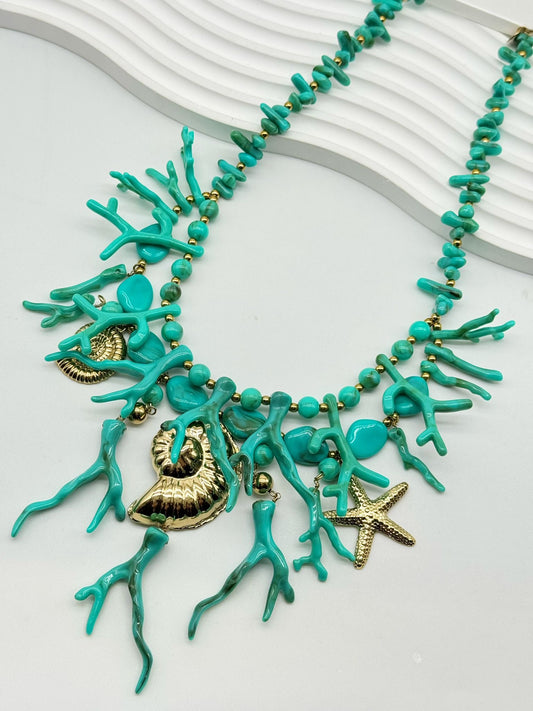 Coral Reef Statement Necklace -  Waterproof Stainless Steel