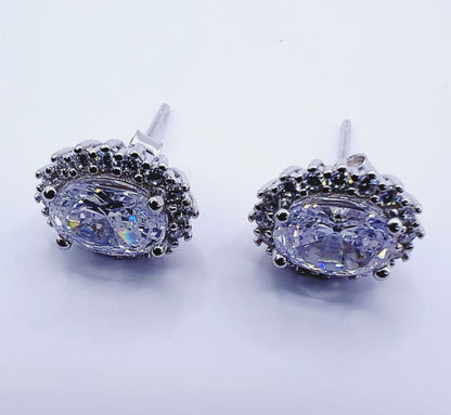 Halo 925 Sterling Silver Stud Earrings