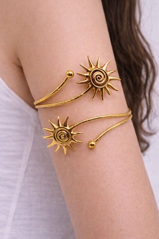 Celestial Sun Arm Bracelet - Waterproof Stainless Steel