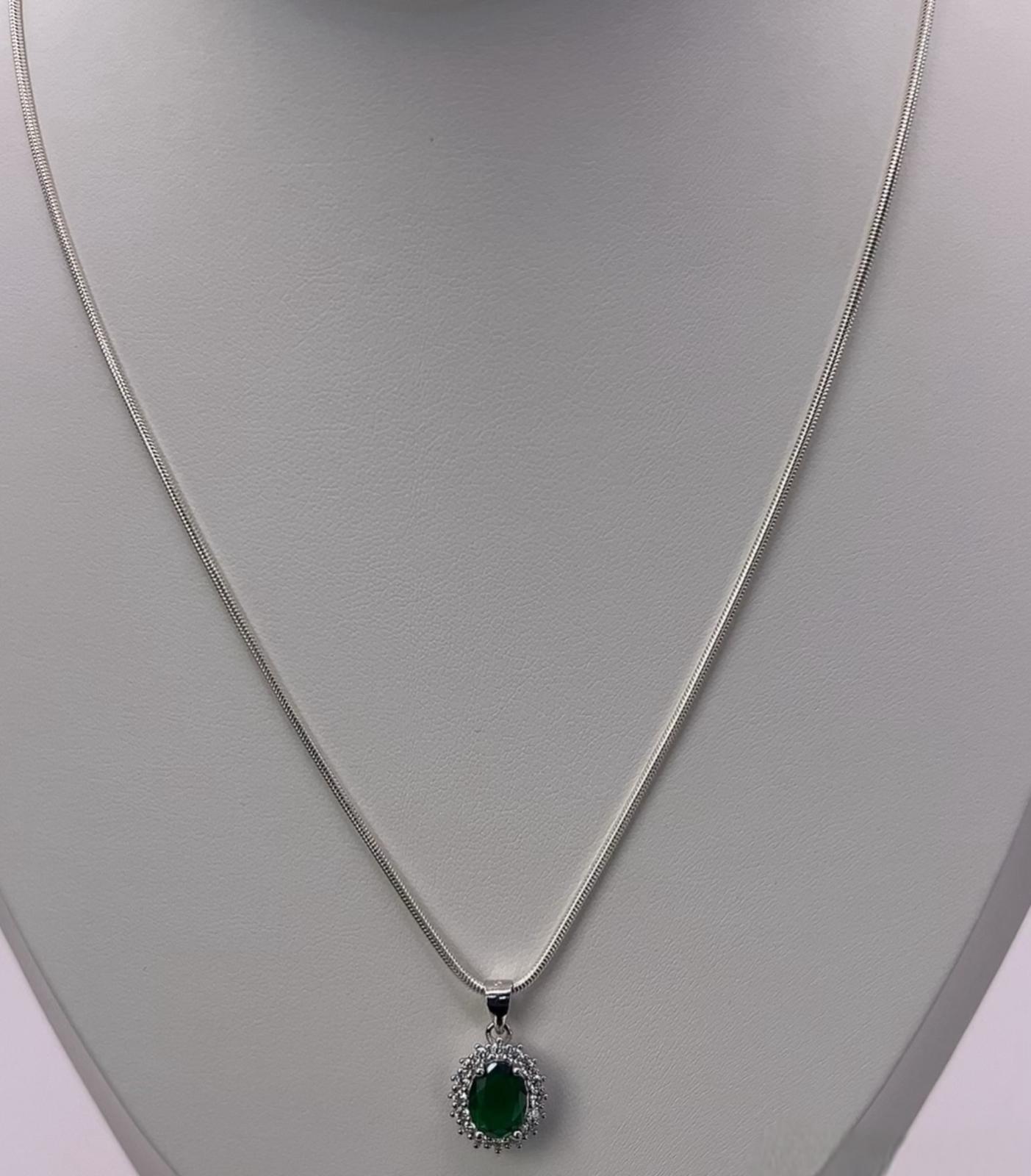 Emerald Halo Pendant – 925 Silver