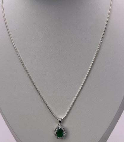 Emerald Halo Pendant – 925 Silver