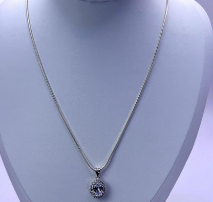 Emerald Halo Pendant – 925 Silver