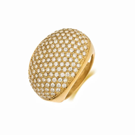 Gold-Tone Pavé Dome Ring (Size 18.2 mm) - tarnish resistant