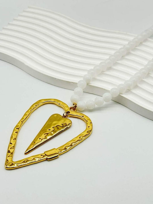 Golden Heart Spear Pendant Necklace ( 50 cm long ) - everyday jewelry