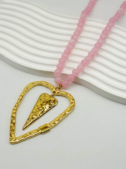 Golden Heart Spear Pendant Necklace ( 50 cm long ) - everyday jewelry