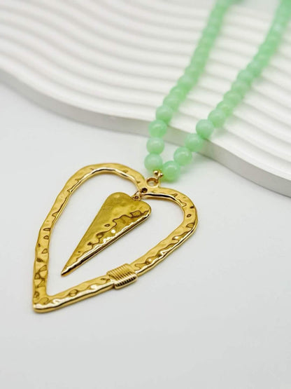 Golden Heart Spear Pendant Necklace ( 50 cm long ) - everyday jewelry