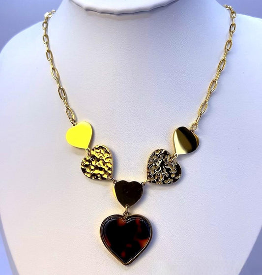 Golden Hearts Link Necklace - everyday jewelry