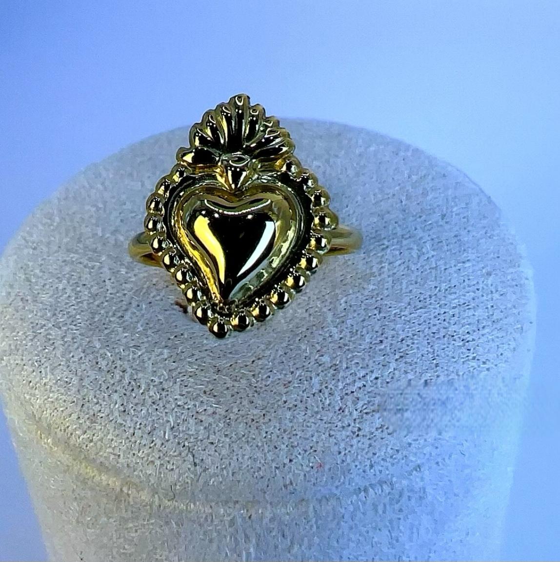 Golden Sacred Heart Ring - everyday jewelry
