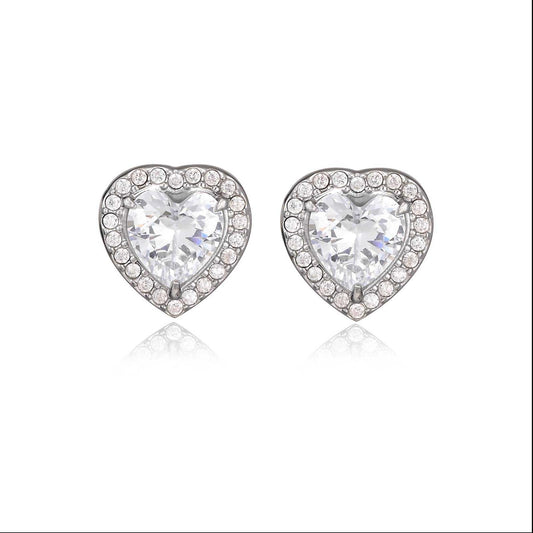 Heart Halo Stud Earrings - tarnish resistant