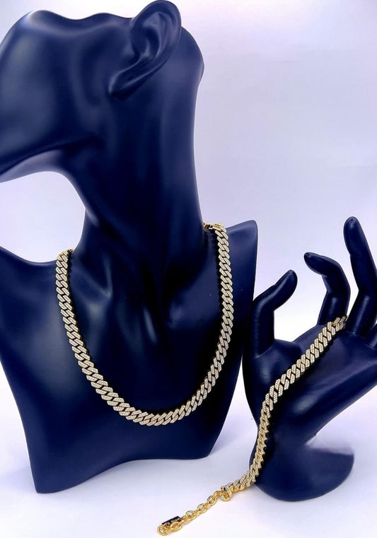 Bold Luxe Cuban Set – Necklace + Bracelet ( 8 mm)