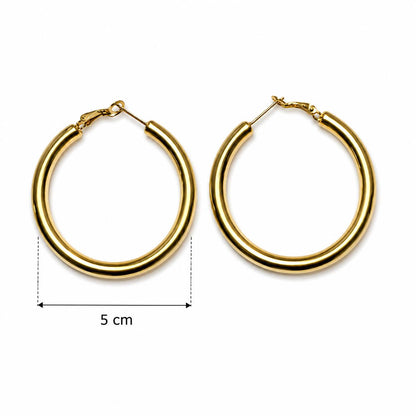 Orecchini Circolari Oro e Argento 5cm
