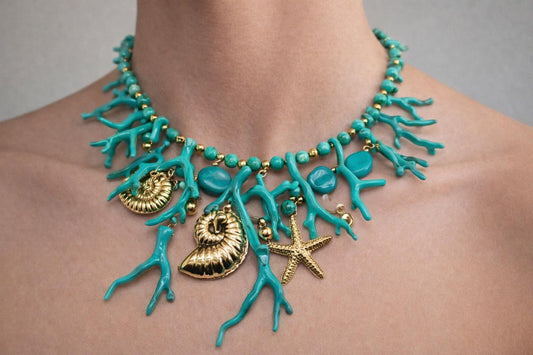 Coral Reef Statement Necklace -  Waterproof Stainless Steel