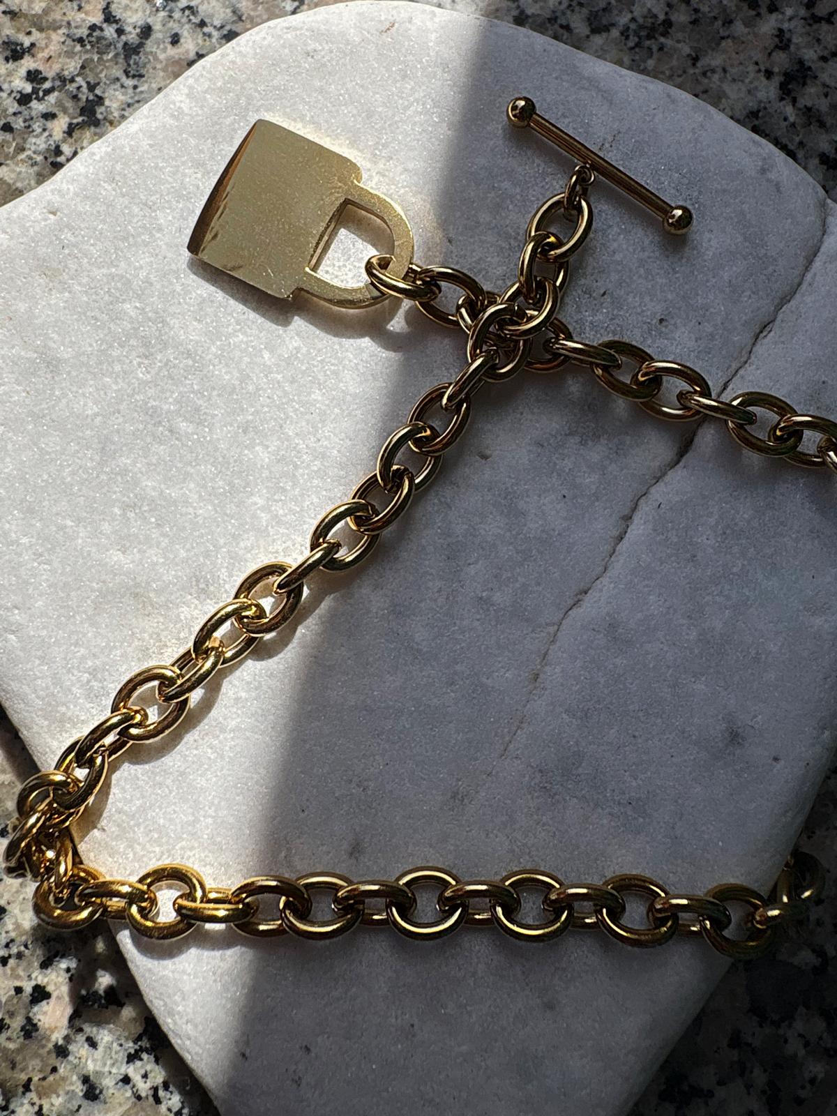 Collana Catena Dorata con Chiusura T-Bar Minimal in Acciaio Inossidabile Design Moderno e Raffinato Perfetta per Uso Quotidiano e Look Trendy